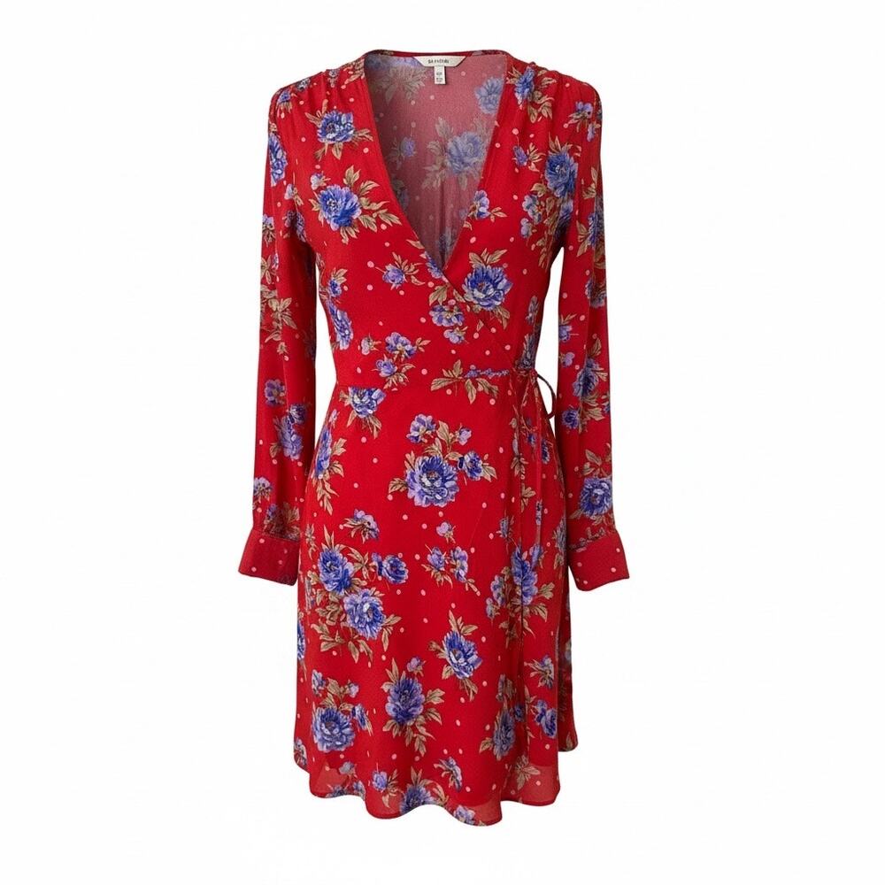 Zara Women Multicolor Floral V-Neck Wrap Long Sleeve Mini Dress Size XS - NWT